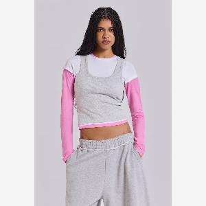Lexie Triple Layer Langarmshirt in GrauMelange vorher 48  jetzt 42  mit 13  Rabatt