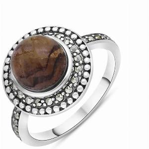 Sterling Silver Blue John Marcasite Frame Large Ring
