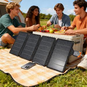 HOMCOM Chargeur solaire pliable 36W panneau solaire portable ports typeC et USBa imperméable IP67 898 x 279 x 1 cm gris