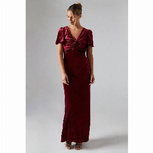Velvet Twist Front Bridesmaids Maxi Dress
