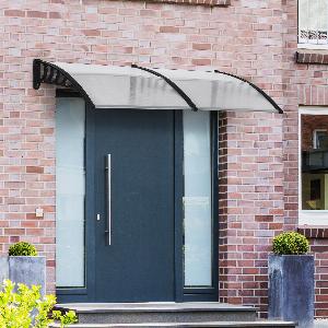 Outsunny Front Door Canopy Outdoor Awning 200 x 96cm Rain Shelter for Window Porch and FrontBack Door Clear
