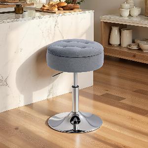 Profitez de 33 sur le tabouret de bar HOMCOM en velours gris avec rangement