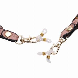 Brillenkette mit Echtlederband  Leopardenmuster  Rosa und Gold