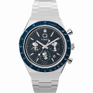 Timex X Peanuts Chronograph Blue Dial Steel Strap Mens Watch TW2Y45300