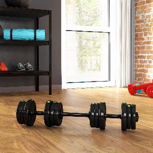 SPORTNOW 2in1 Hantel Set 20 kg verstellbar Dumbbell Set mit 12 Hantelscheiben bodenschonend für Krafttraining Fitness Gewichtheben Schwarz   Aosom