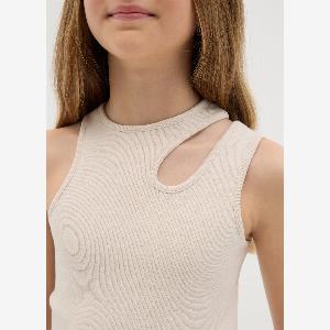 Top bianco a costine per bambina con cutout taglia 1415 397