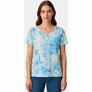 THE BRAND NEW GALA LAUNCH 2025 Anamor Floral Print Short Sleeve Casual TShirt Size L  Blue