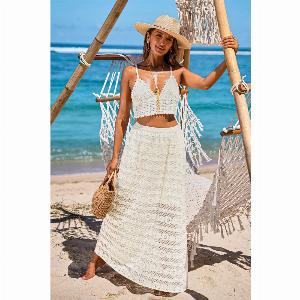 Jupe longue crème taille élastique