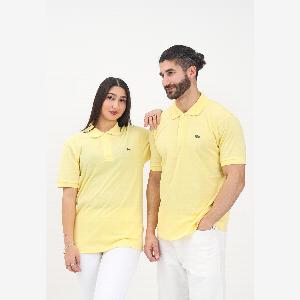 LACOSTE Polo a manica corta gialla per uomo e donna con patch logo coccodrilo