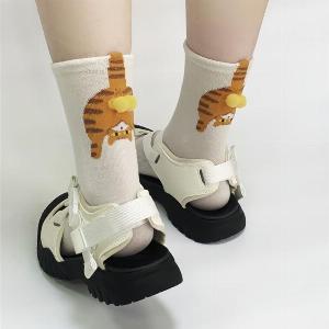 13 Paia Calzini Gatto Carini con Pompon Calzini da Donna in Cotone Traspiranti Divertenti con Pompon 3D 1 pair fuori colore bianco