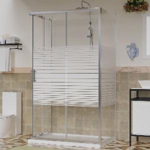 Box Doccia 80x120x80 3 Ante H 190 cm Scorrevole 6 mm Serigrafato e Trasparente