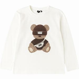 Please Tshirt manica lunga con orsetto panna