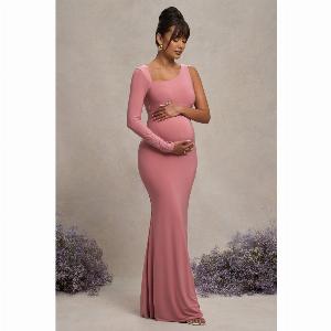 Oh Baby Blush Maternity One Shoulder Bodycon Maxi Dress