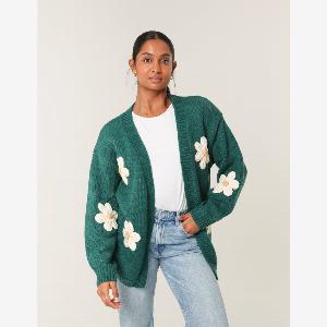 Get 50 Discount on Daisy Large Flower Cardigan  ML  Bottle Green