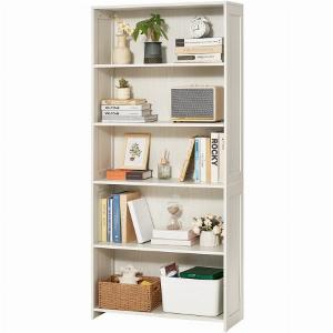 VEVOR 5 Tiers Wide Bookshelf 68 in Wooden Open Bookcase with Display Storage Organizer Shelf Freestanding Tall Display Floor Bookcase Bookshelf for Library Bedroom Living Room Office White