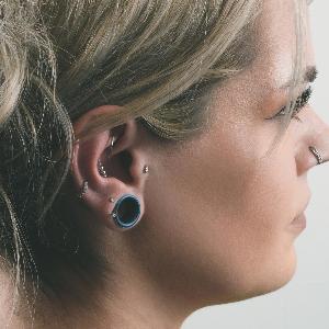 Enjoy 29 Discount on Gunmetal Blue Pearl Silicone Double Flare Tunnel