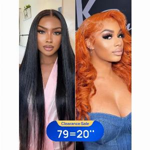 7920  Nadula 20 Inch 13x4 Pre everything Ginger Color Body Wave Hair Wig And 20 Inch 4x075 T Part Straight Hair Wig 180 Density