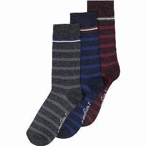 3 Pack Striped Socks In BlackGrey
