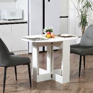 HOMCOM Table pliable de cuisine salle à manger 2 abattants  table ovale extensible  panneaux particules blanc
