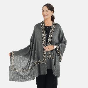 2 Piece Set  Merino Woolen Stole 200x60 and Rhinestone Wrist Watch in a Gift Box  Black
