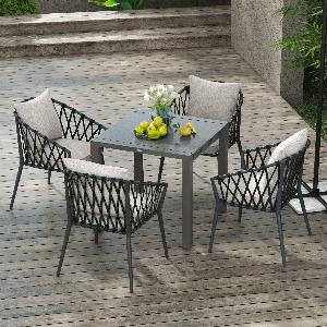 Outsunny Table de jardin rectangulaire extensible jusquà 6 personnes en aluminium dim 80160L x 80l x 75H cm gris anthracite