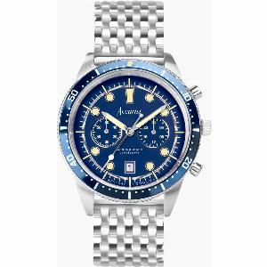 Accurist Accurist Dive Mens Chronograph Watch Silver Case Stainless Steel Bracelet with Windermere Blue Dial 42mm