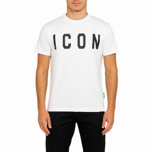 Icon Tshirt uomo manica corta con logo bianco latte