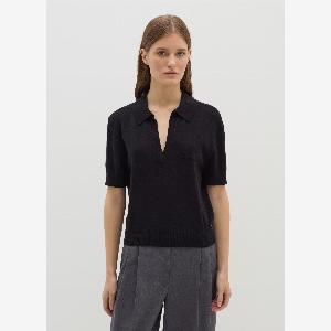 Stefanel  Pullover mit PoloAusschnitt aus Wolle und Seide Damen Schwarz