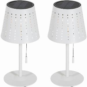 33 Rabatt 2er Set weiße Tischleuchten mit dimmbaren LED und Solar