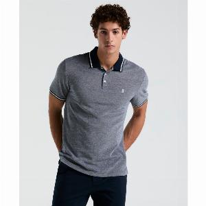 Birdseye Pique Tipped Polo Shirt In Dark Sapphire