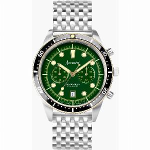 Accurist Accurist Dive Mens Chronograph Watch Two Tone Case Stainless Steel Bracelet with Samphire Green Dial 42mm
