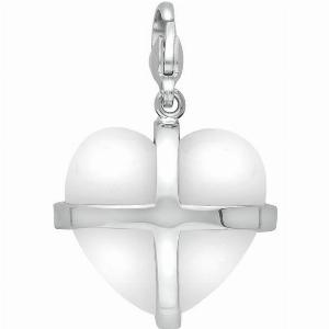 Sterling Silver Bauxite Large Cross Heart Charm Silver