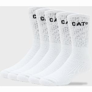 Cat Premium Work Socks Pack Of 5  White White