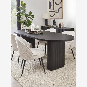 Carina 200cm Dining Table 4 Chairs Black Natural Kitchen Furniture Set UK