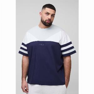 Tshirt oversized uomo a blocchi di colore navy ora a 350
