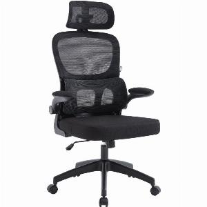 Sedia da Ufficio Ergonomica con Braccioli Pieghevoli Poggiatesta e Supporto Lombare