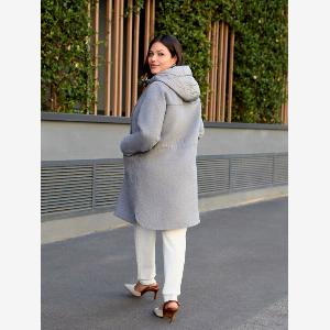 Fiorella Rubino Cappotto in misto lana con cappuccio in nylon Donna Grigio Taglia 47 56 IT