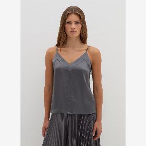 Stefanel  Top aus Viskose und Seide Damen Rauchgrau