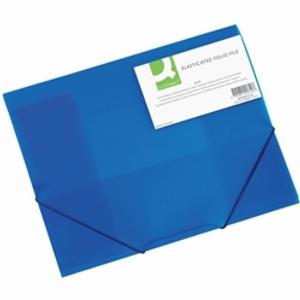 Cartellina a 3 lembi con elastici  QConnect  A4  dorso 3 cm  blu