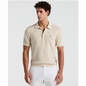 Jaquard Geometric Sweater Polo Shirt In Birch