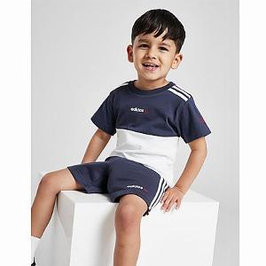 adidas Originals Colour Block TShirtShorts Set Infant  Navy