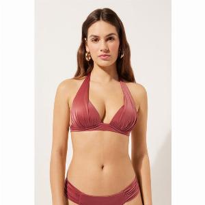 Calzedonia Haut de maillot triangle rembourré progressif Shiny Satin Femme Taille XS  1