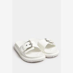 Sandales Blanches Mules À Boucles Pieds Larges E