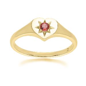 ECFEW The Liberator Garnet Heart Ring in 9ct Yellow Gold Now 119