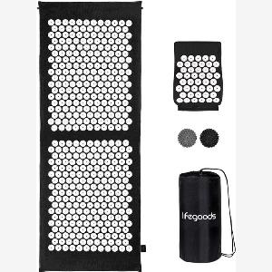 LifeGoods Akupressurmatte XL  mit Kissen  ShaktiMatte  Nagelmatte inkl 2x Triggerpunktball  128x48x2cm  SchwarzWeiß