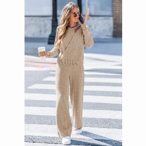 Pull kaki col rond manches longues