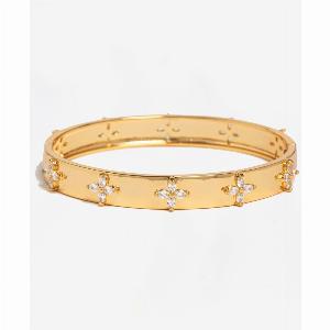 Kinmokusei Gold Bead Floral Bangle