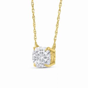 Cushion Shaped Floating GH SI Lab Diamond Solitaire Necklace  10K Yellow Gold 12 ct tw