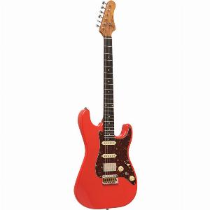 EGitarre massiver Korpus Crema Series mit Gigbag Vintage Rot Finish