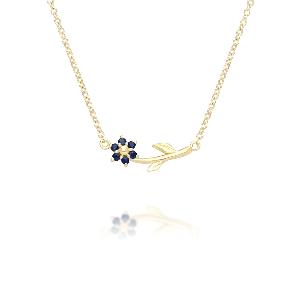 Floral Vine Sapphire Necklace in 9ct Yellow Gold